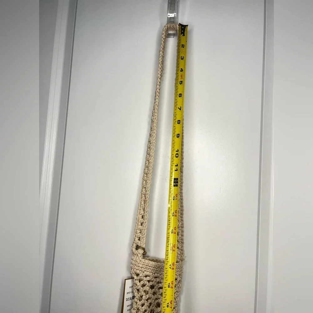 crocheted crossbody phone bag neutral color